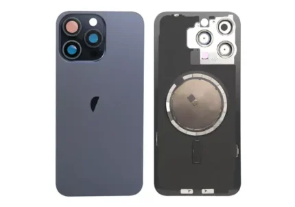 iPhone 15 Pro Back Glass Cover With Metal Plate and Magsafe Megnet-Blue Titanium