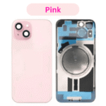 iPhone 15 Plus Back Glass Cover With Camera Frame and Magsafe Magnet - Pink