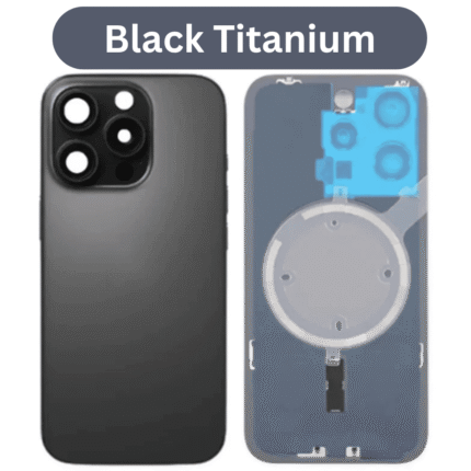 iPhone 16 Pro Metal Back Glass Cover with Camera Lense and Magsafe Magnet[Black Titanium]