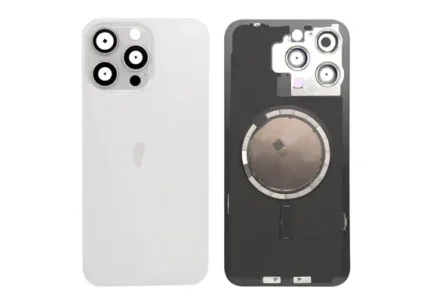 iPhone 15 Pro Max  Back  Glass Cover With Metal Plate and  Magsafe Megnet-White Titanium