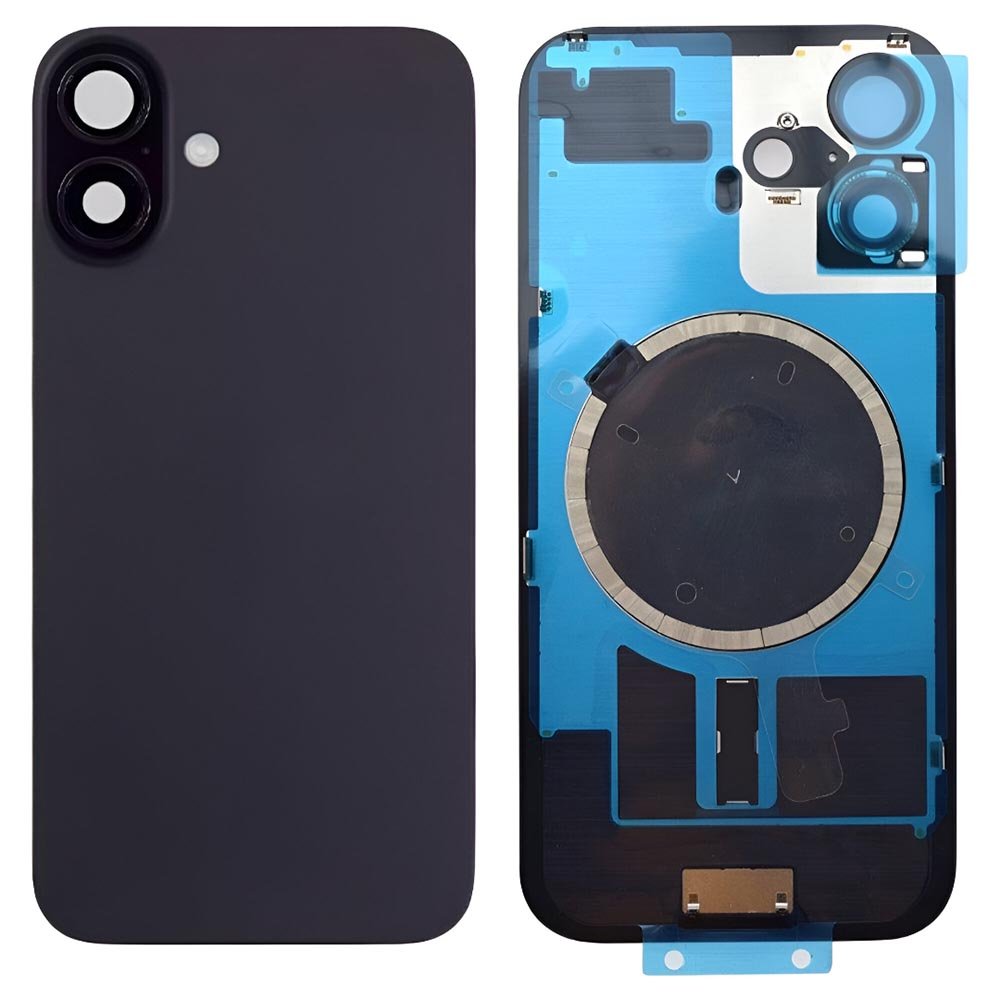 iPhone-16-Compatible-Metal-Back-Cover-Glass-Black-Camera-Lense-and-Magsafe-Magnet-1.jpg iPhone 16 Metal Back Cover Glass with Camera Lense and Magsafe Magnet-Black - Image 1