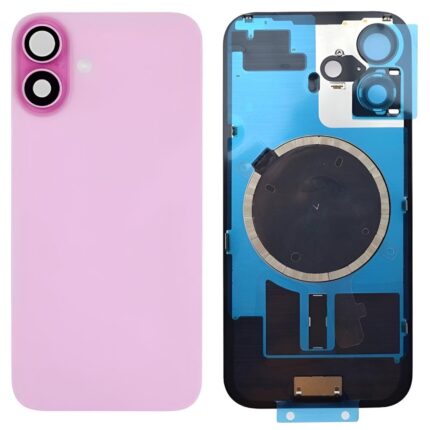 iPhone 16 Metal Back Cover Glass with Camera Lense and Magsafe Magnet-Pink