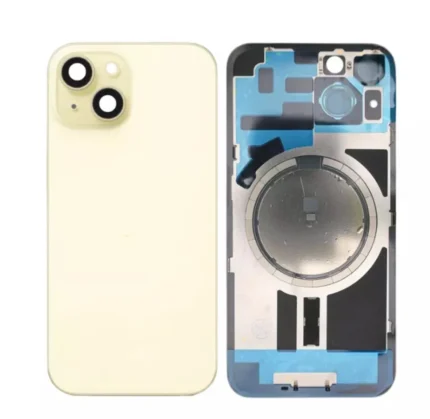 iPhone 15 Plus Back Glass Cover With Camera Frame and Magsafe Magnet-Yellow